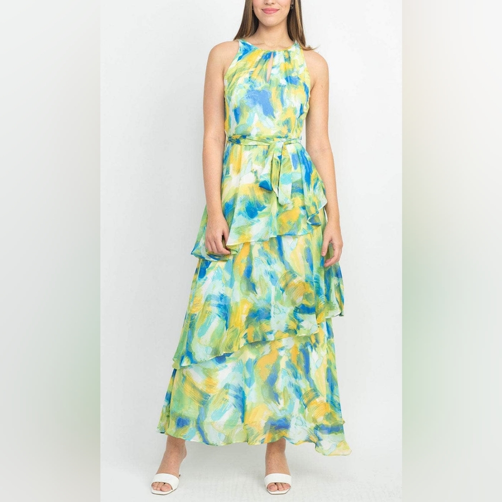 Tahari ASL 2CM382 - Jewel Neck Printed Formal Dress